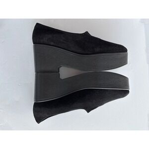 Robert Clergerie Paris Suede Leather Platform Wedge Heel Slip On Loafers 9.5